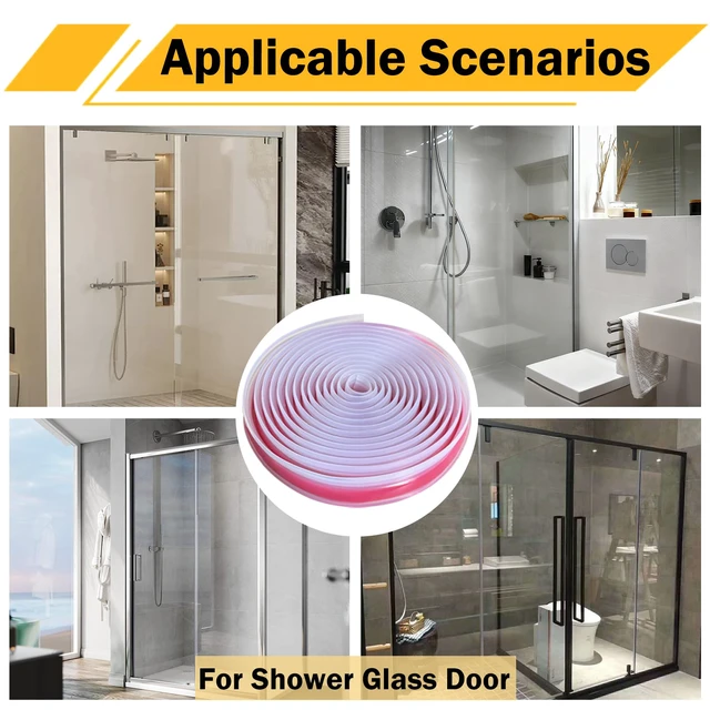 Alt view image 6 of 6 - 10 Feet Shower Door Side Seal Strip for 3/8" (10mm) Glass Frameless Door | Frameless Shower Door Side Silicone Seal Strip for Bathroom Showers Water Guard Sweep Barrier