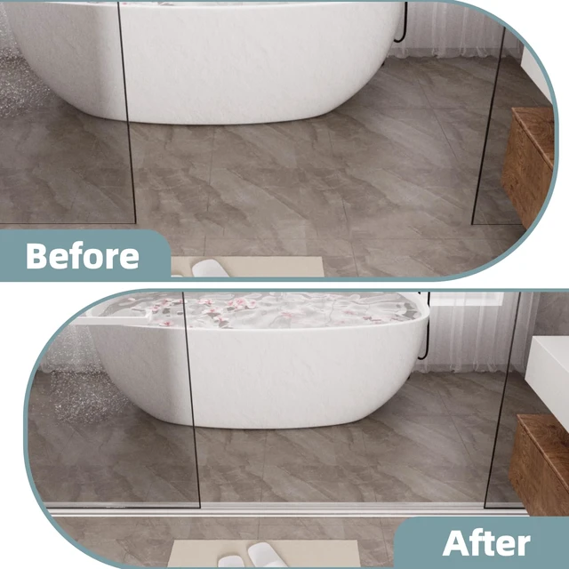 Alt view image 4 of 7 - 39" Transparent Shower Threshold Water Dam Barrier,Dry & Wet Separation | Self-Adhesive Silicone Collapsible Shower Water Splash Guard for Shower Base,Bathtub & Kitchen,Easy Wheelchair Access