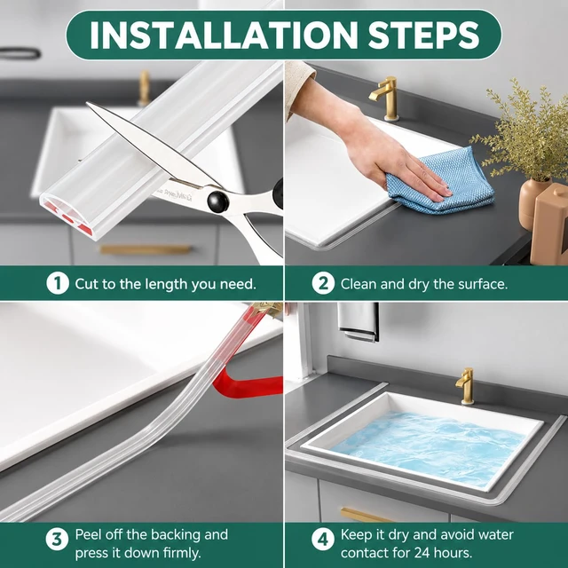 Alt view image 5 of 7 - 39 Inch Shower Threshold Water Dam, Flexible Silicone Shower Splash Guard | Self-Adhesive Bathroom Water Barrier Strip for Shower Base, Blocks Water Leaks from Shower, Tub and Wet Room Protection
