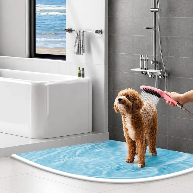 Alt view image 7 of 7 - 39 Inch Shower Threshold Water Dam, Flexible Silicone Shower Splash Guard | Self-Adhesive Bathroom Water Barrier Strip for Shower Base, Blocks Water Leaks from Shower, Tub and Wet Room Protection