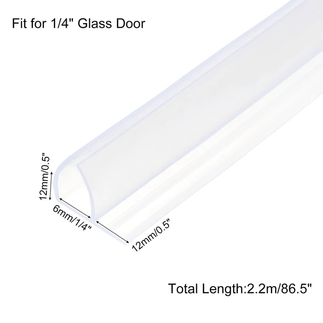 Alt view image 2 of 6 - Shower Door Side Seal, F-Type Shower Door Sweep for 1/4" Glass 86.5" Long Silicone Frameless Glass Door Seal Strip, Stop Shower Leaks, Clear