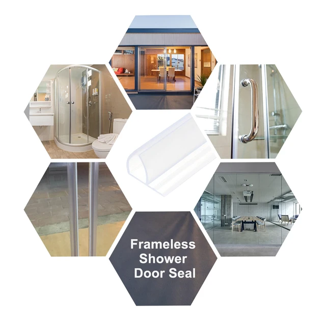 Alt view image 6 of 6 - Shower Door Side Seal, F-Type Shower Door Sweep for 1/4" Glass 86.5" Long Silicone Frameless Glass Door Seal Strip, Stop Shower Leaks, Clear