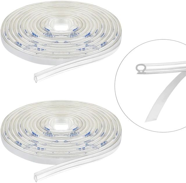 Main image of Shower Door Strip Seal for Glass,5/32 X 98.4 Inches,2 Rolls | Soft Clear PVC Frameless Sweep for Side Edge, Stops Water Leaks, Flexible Translucent Barrier Shower Door Side in Enclosures