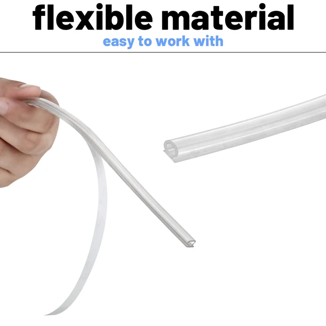 Alt view image 3 of 6 - Shower Door Strip Seal for Glass,5/32 X 98.4 Inches,2 Rolls | Soft Clear PVC Frameless Sweep for Side Edge, Stops Water Leaks, Flexible Translucent Barrier Shower Door Side in Enclosures