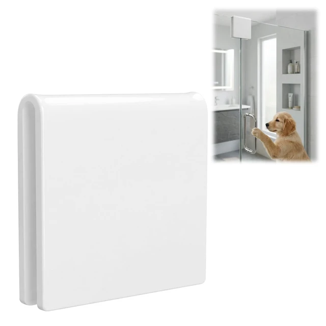 Main image of Frameless Shower Door Stopper No Drill Sliding Stop for Privacy, Bathroom Safety Stop for Pets, Not 3D Printed,Leaves No Trace in Shared Spaces (White, 3/8 in) (1 Pack)