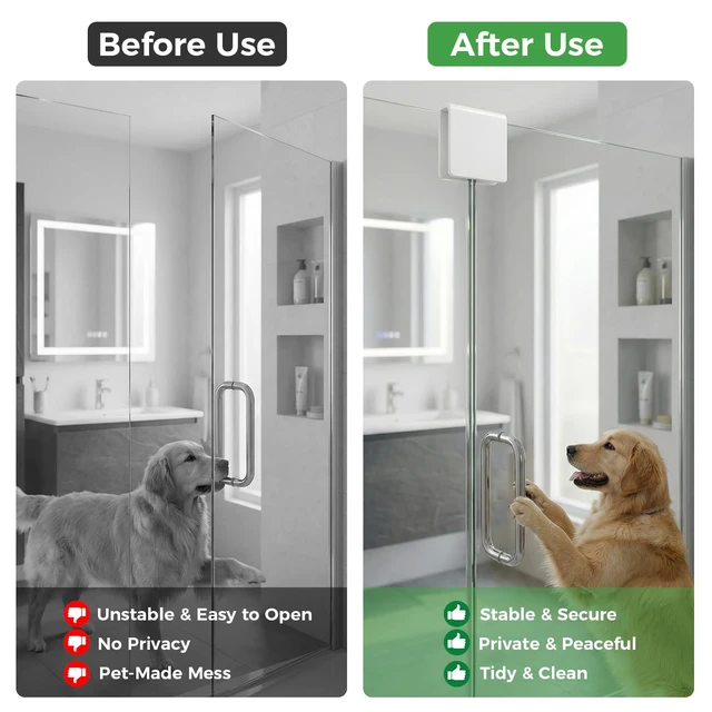Alt view image 3 of 6 - Frameless Shower Door Stopper No Drill Sliding Stop for Privacy, Bathroom Safety Stop for Pets, Not 3D Printed,Leaves No Trace in Shared Spaces (White, 3/8 in) (1 Pack)