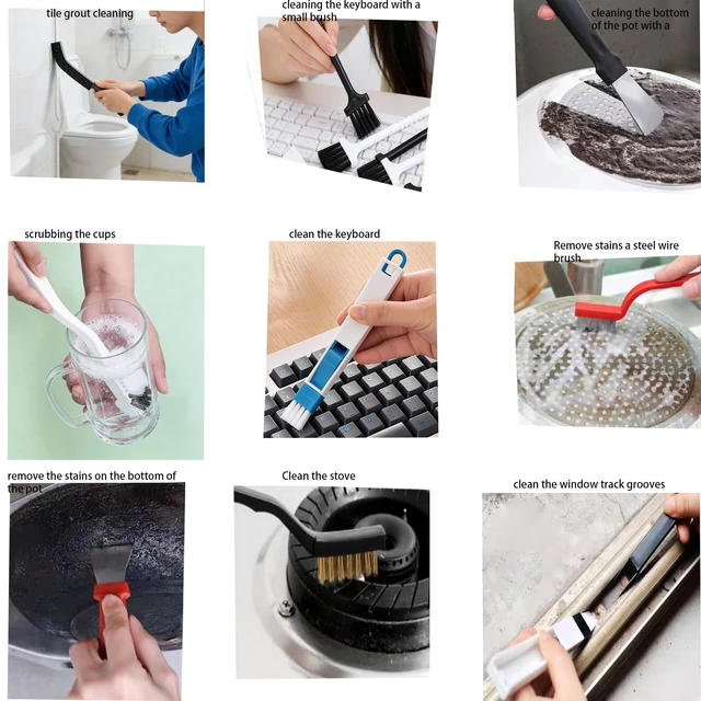 Alt view image 6 of 6 - 16 Pcs Crevice Cleaning Brush Set Multifunctional Hard Bristle Gap Cleaning Supplies Tool for Kitchen Window Track Grout Shower Cup Sink Corner Toilet Bathroom Cleaning Brushes Small Spaces