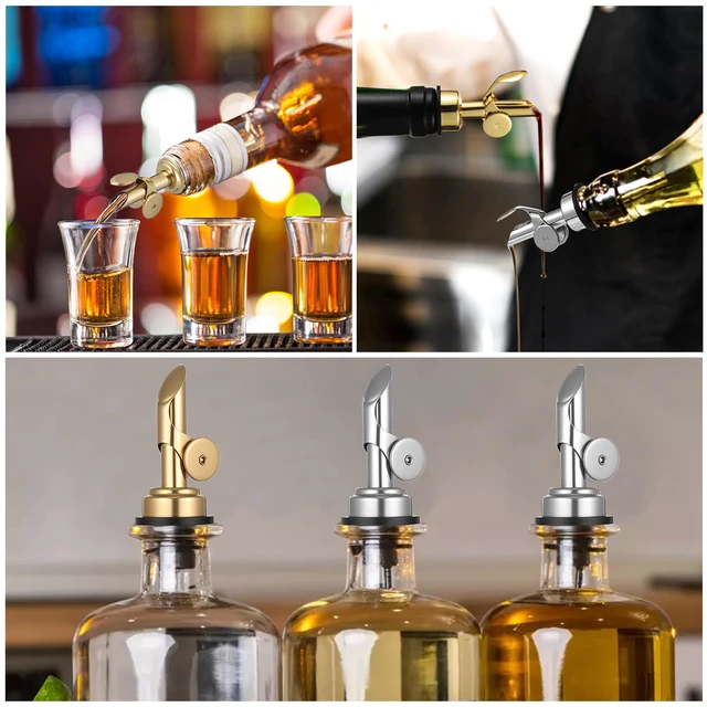 Alt view image 6 of 7 - 2 PCS Oil Spout, Olive Oil Pour Spout, Self Closing Liquor Bottle Pourers, Weighted Stainless Steel PourerSpout, Vinegar, Syrup, Gold and Silver