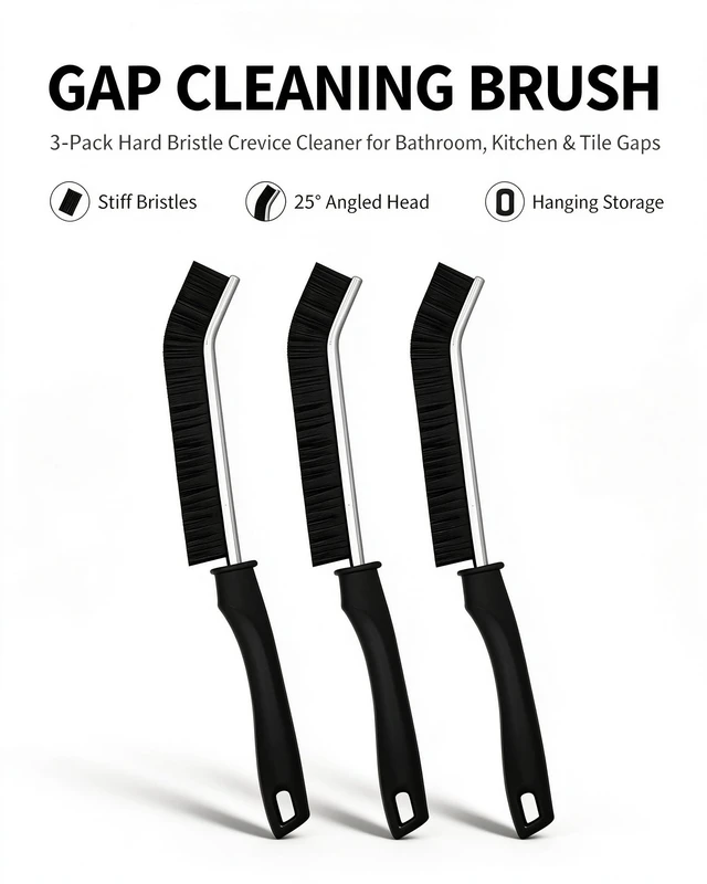 Alt view image 2 of 7 - Crevice Cleaning Brush,Gap Brush for Tile Grout Faucet Sink Toilet,3 Pack. | Fit for Cleaning Tile Grout, Kohler Faucets, Toto Toilets, Weber Grills and RVs.