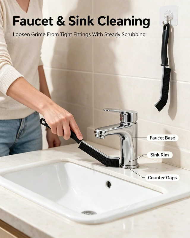 Alt view image 5 of 7 - Crevice Cleaning Brush,Gap Brush for Tile Grout Faucet Sink Toilet,3 Pack. | Fit for Cleaning Tile Grout, Kohler Faucets, Toto Toilets, Weber Grills and RVs.