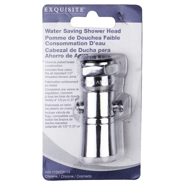 Alt view image 2 of 7 - 520 1100CP-18 Water Saving Showerhead with Push Button Flow Control, Chrome Plated Brass