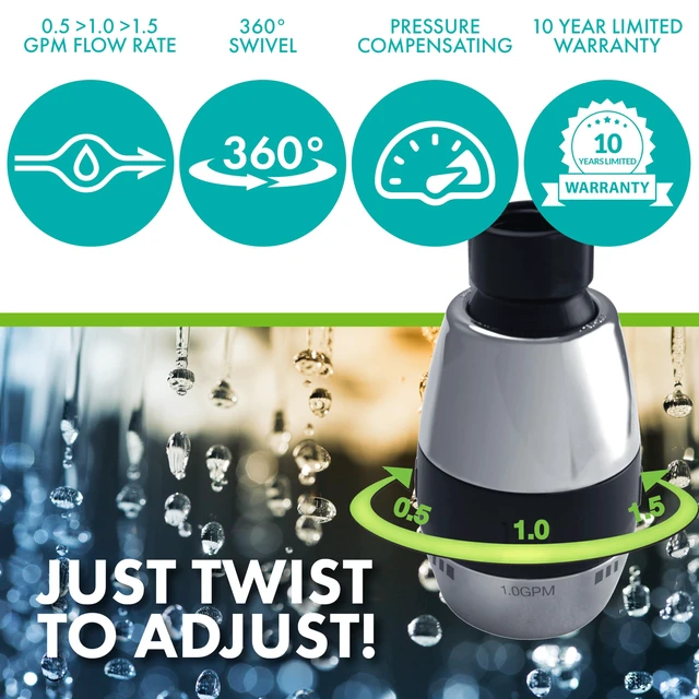 Alt view image 2 of 7 - N2615CH Tri-Max 1-Spray with 0.5-1.5 GPM 2-in. Wall Mount Adjustable Fixed Shower Head in Chrome, 1-Pack | Bathroom Shower Head Sprayer with Pressure Compensation