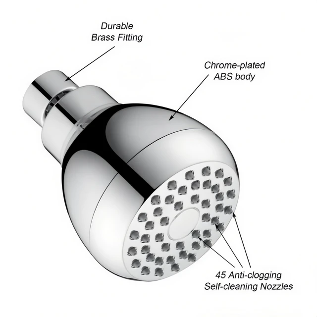Alt view image 7 of 7 - High Pressure Shower Head 3" Chrome - 360° Rotating Self-Cleaning Jets, Water Saving Flow Optimizer, Easy Install & Rustproof ABS, Spa Rainfall Spray for Adults/Elderly
