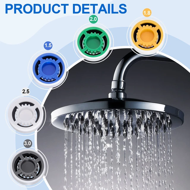 Alt view image 5 of 7 - 10pcs Shower Flow Reducer Limiter, gpm 1.5 1.8 2.0 2.5 3.0 | Water Saver Adapter Set for Handheld Shower, Bathroom, Toilet (0.56x0.54 x 0.21inch)