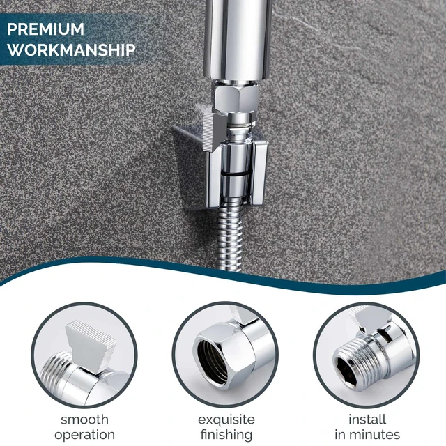 Alt view image 7 of 7 - Shower Shut Off Valve, Water Flow Pressure Restrictor, Chrome | Solid Brass Flow Control Reducer for Handheld Shower Head, G 1/2 Water Volume Saver Regulator Valve for Bidet Sprayer