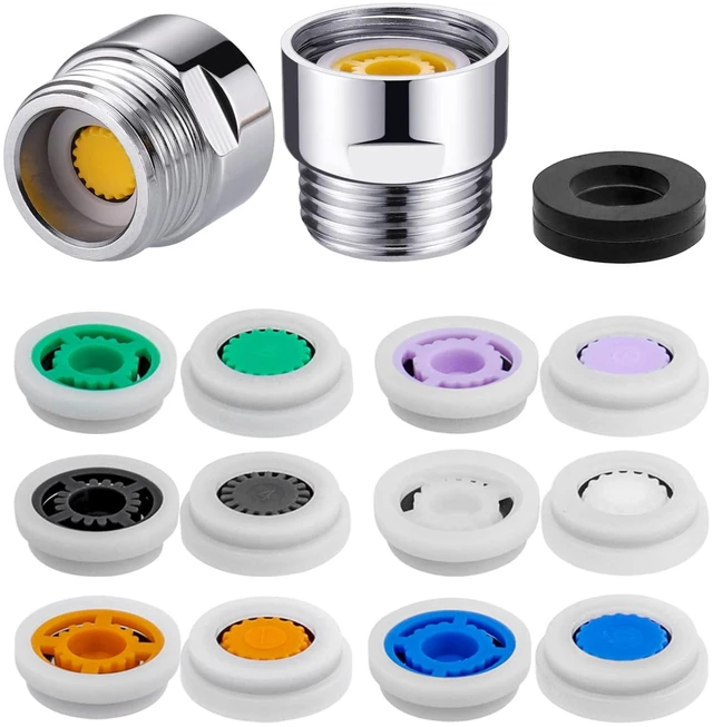 Main image of 2 Sets G1/2 Shower Flow Reducer Limiter Kit, 7 Different Shower Head Flow Restrictor 1.2/1.5/1.8/2.0/2.2/2.5/3.0 GPM with Water Flow Saver Adapters Control Valve for Fixed Handheld Shower Head