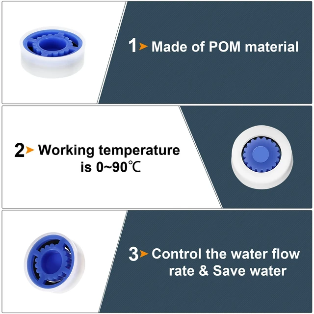 Alt view image 2 of 7 - 10 Pcs Shower Flow Restrictors Water Limiter, 14.3 x 13.85 x 5.2 mm | 5 Gpm Rates 1.5/1.8/2.0/2.5/3.0, Fits Fixed or Handheld Heads, Bathroom Faucet, Toilet, Reduces Water Bills, Saves Money
