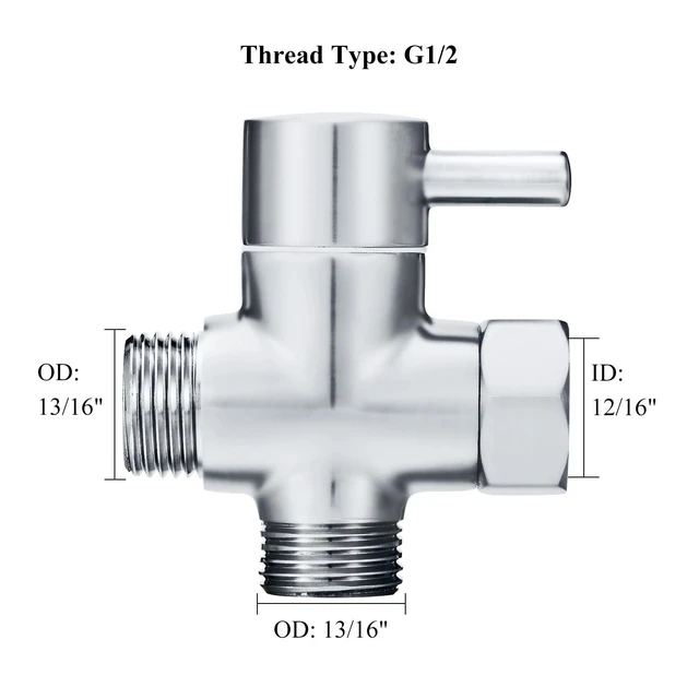 Alt view image 3 of 5 - Solid Brass 3-way G1/2 Shower Diverter Chrome Plating