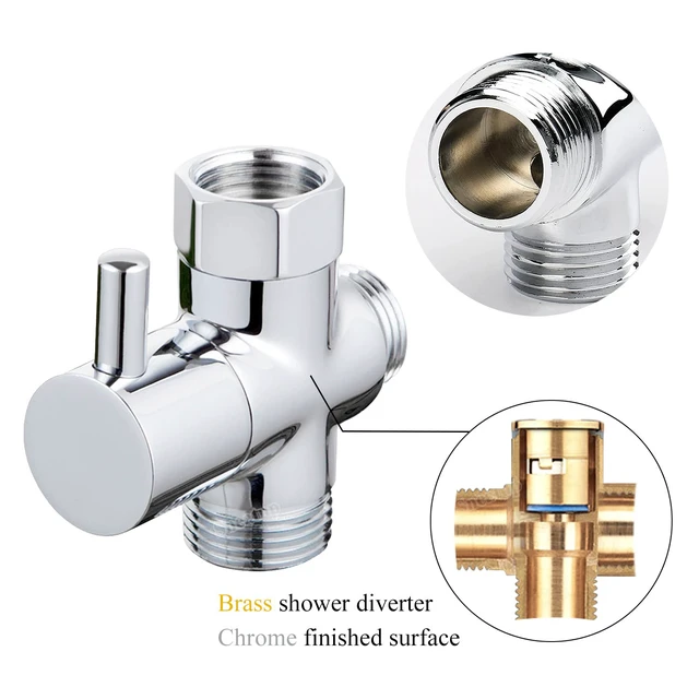 Alt view image 2 of 5 - Solid Brass 3-way G1/2 Shower Diverter Chrome Plating