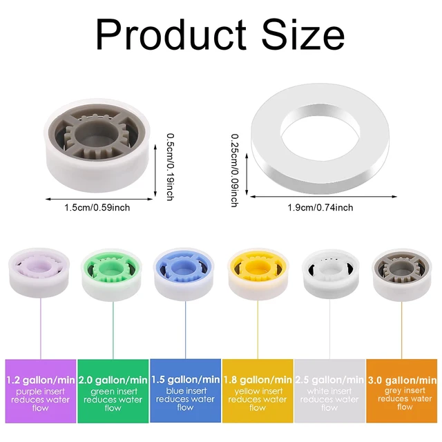Alt view image 2 of 7 - 12pcs Shower Flow Reducer Limiter, Shower Head Flow Restrictor Water Saver Low Flow Water Pressure Water Saving Shower Head Adapter for Handheld Shower 1.2 1.5 1.8 2.0 2.5 3.0 GPM