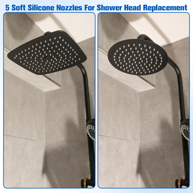 Alt view image 5 of 5 - 9 PCS Shower Head Flow Restrictor Set, 1.8/2.5 GPM Flow Reducer Water Saver Limiter, Fixed Showerhead Replace Parts with 2 Filter Gaskets + 5 Silicone Nozzles for Bathroom Shower Head Faucet