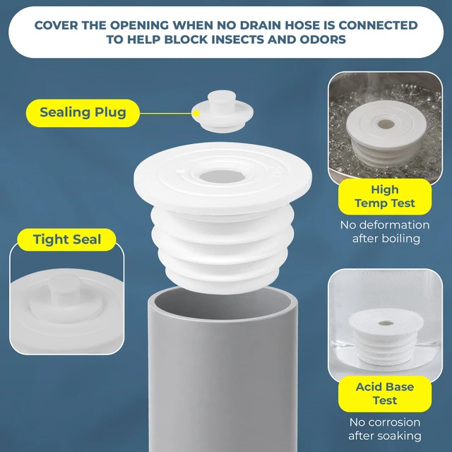 Alt view image 5 of 7 - 3pcs Washing Machine Drain Hose Seal, Deodorant Sewer Ring Sealing Kit for Kitchen Sink Floor Pipe, Washer Pipe Plug Hose Adapter Cover for Anti-Odor, Smell Stopper, Backflow Blocker, 3 Sizes (White)