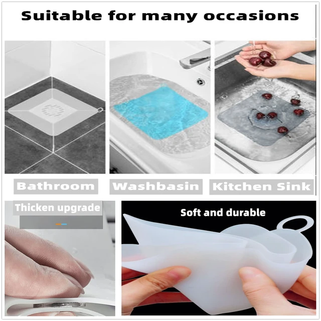 Alt view image 2 of 7 - Tub Stopper Silicone Floor Drain Anti-Odor Mat, Silica Gel Drain Plugs, Anti-Odor Deodorizing Cover, Kitchen Seal, Sewer Deodorization 2Pieces Suitable for Kitchen, Bathroom and Laundry