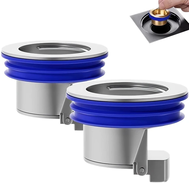 Main image of 2 Pieces Shower Floor Drain Backflow Preventer Magnetic Levitation One Way Drain Valve Floor Drain Insert Drain Plug Brass Fast Drainage ShowerSuitable for Caliber 1.25"-1.65"(Silver)