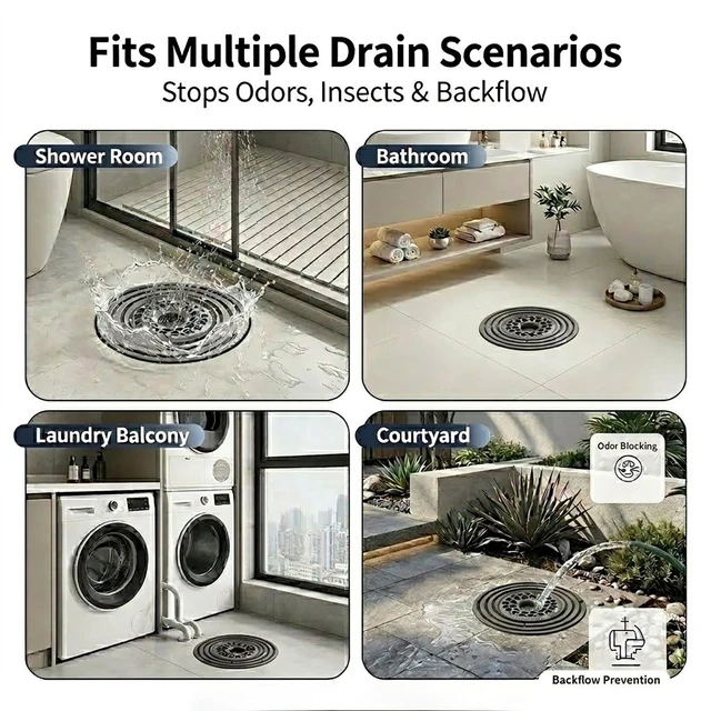 Alt view image 7 of 7 - Magnetic Drain Insert with Hair Catcher, Odor Stopper & Backflow Preventer | Selfsealing magnetic drain insert blocks odors & backflow, catches hair and debris. Fits 1.9"-3.9" bathroom drain openings