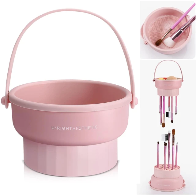 Main image of 3 in 1 Silicone Makeup Brush Cleaner Bowl Makeup Brush Cleaner MatPink | Make up Brush Cleaner Tool for Cleaning, Organizer and Air Drying