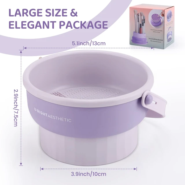 Alt view image 6 of 6 - 3 in 1 Silicone Makeup Brush Cleaner Bowl Makeup Brush Cleaner MatPink | Make up Brush Cleaner Tool for Cleaning, Organizer and Air Drying
