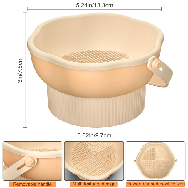 Alt view image 3 of 7 - 3 in 1 Makeup Brush Cleaner Mat, Silicone Makeup Brush Cleaner Bowl Cosmetic Brushes Cleaning Pad Tool Organizer for Storage and Air Drying, Make Up Brush Washing Tool for Sponge