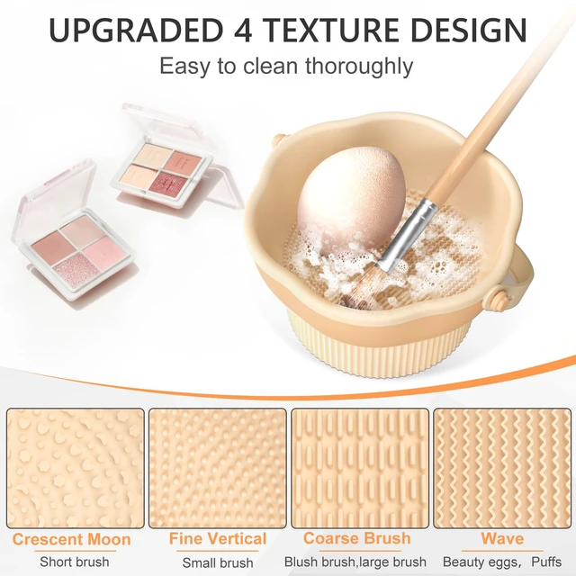 Alt view image 4 of 7 - 3 in 1 Makeup Brush Cleaner Mat, Silicone Makeup Brush Cleaner Bowl Cosmetic Brushes Cleaning Pad Tool Organizer for Storage and Air Drying, Make Up Brush Washing Tool for Sponge