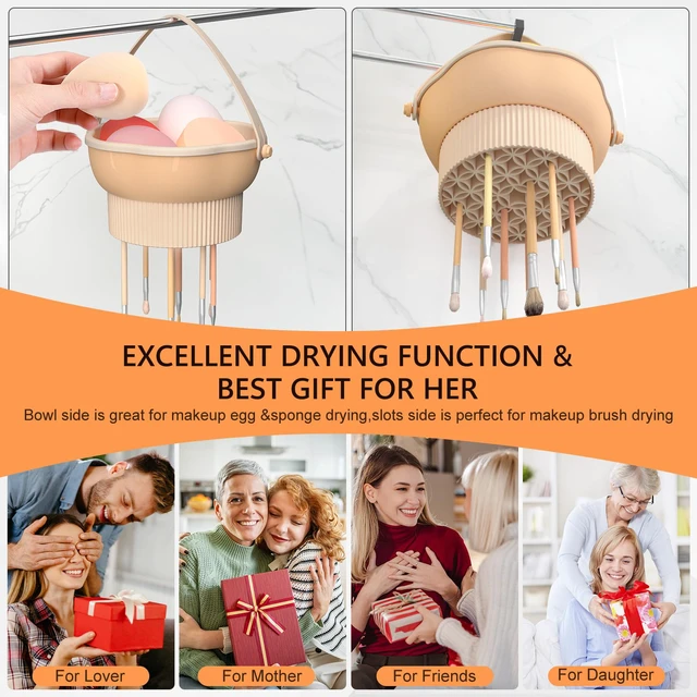 Alt view image 6 of 7 - 3 in 1 Makeup Brush Cleaner Mat, Silicone Makeup Brush Cleaner Bowl Cosmetic Brushes Cleaning Pad Tool Organizer for Storage and Air Drying, Make Up Brush Washing Tool for Sponge