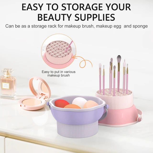Alt view image 7 of 7 - 3 in 1 Makeup Brush Cleaner Mat, Silicone Makeup Brush Cleaner Bowl Cosmetic Brushes Cleaning Pad Tool Organizer for Storage and Air Drying, Make Up Brush Washing Tool for Sponge