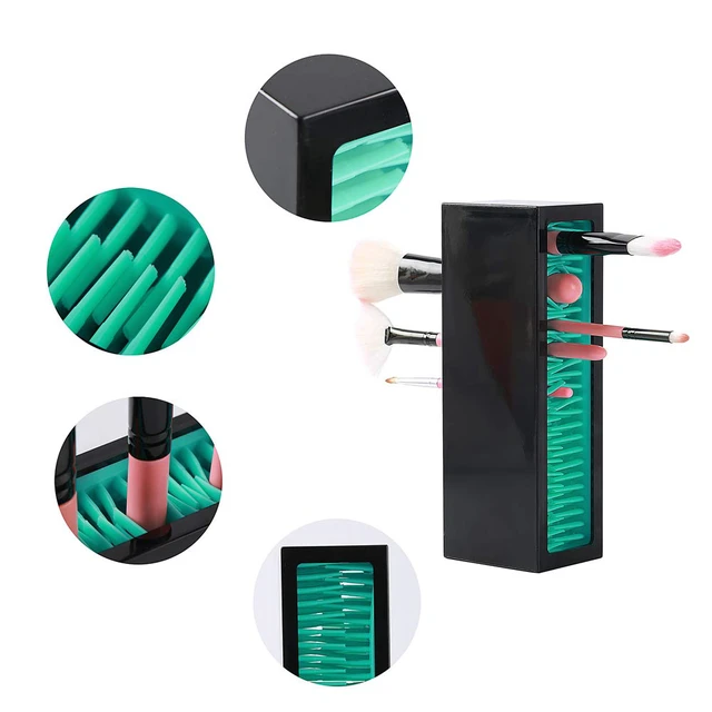 Alt view image 3 of 7 - Makeup Brushes Holder Organizer, Silicone Vanity Air Drying Rack Display Storage for Brush, Eyeliners and More, Practical Cosmetic Tools Container (Blue-White)