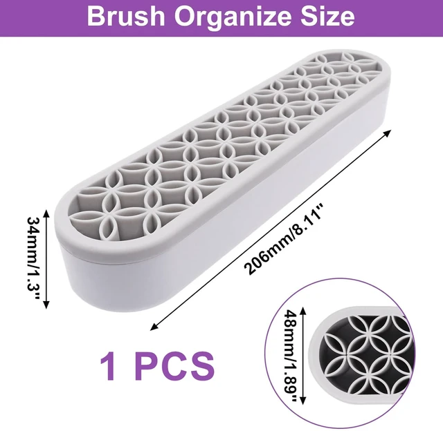 Alt view image 2 of 7 - 1Pcs Silicone Makeup Brush Holder Stand Light Grey Make Up Brush Organizers Makeup Brushes Holder Organizer for Painting Pen Brushes Nail Clippers Drill Pens Ruler Sewing Craft Tools