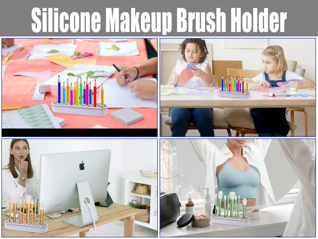 Alt view image 5 of 7 - 1Pcs Silicone Makeup Brush Holder Stand Light Grey Make Up Brush Organizers Makeup Brushes Holder Organizer for Painting Pen Brushes Nail Clippers Drill Pens Ruler Sewing Craft Tools