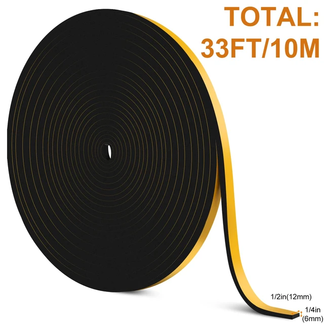 Alt view image 2 of 7 - 33Ft Door Weather Stripping, (1/2in x 1/4in), Strong Adhesive, Sound Proof, Door Insulation, Weatherproof Foam Tape for Doors, Weatherstripping for Doors Frames, Windows