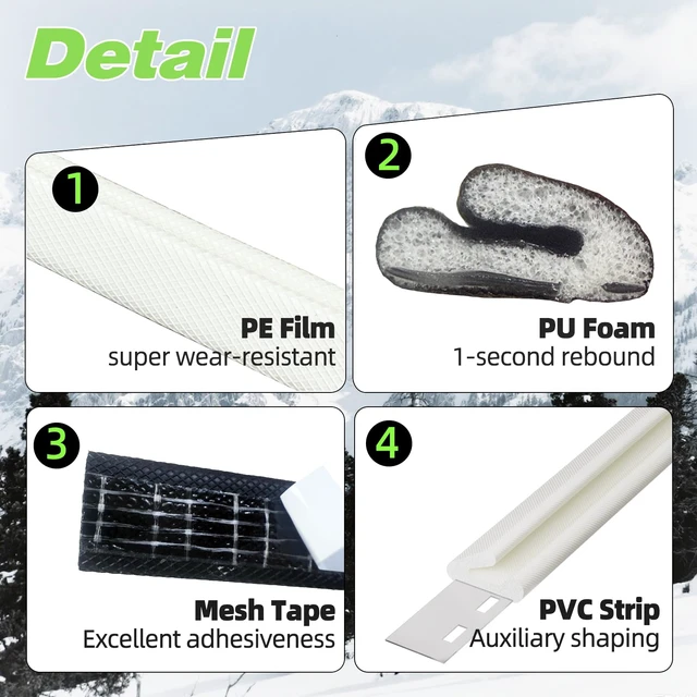 Alt view image 3 of 7 - Weather Stripping Door Seal Strip for Door Frame,Winter Window Insulation | Exterior Doors Soundproofing Gap Filler,Window Sealer Weather Stripping,Foam Windows Draft Stopper (White, 19.7Ft)