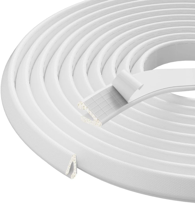 Main image of V Shape Thin Foam Weather Stripping Door Frame Seal Strip 19.7FT White | Draft Stopper,Insulation Winter,Weatherstripping,Gap Sealing,Soundproofing