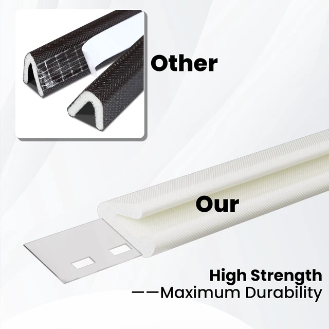 Alt view image 4 of 7 - V Shape Thin Foam Weather Stripping Door Frame Seal Strip 19.7FT White | Draft Stopper,Insulation Winter,Weatherstripping,Gap Sealing,Soundproofing