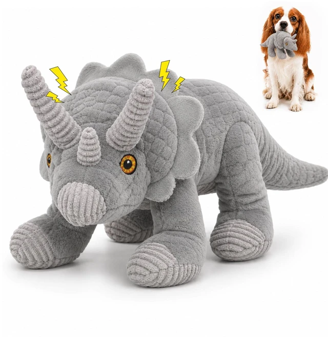 Main image of Squeaky Plush Dog Toys for Puppy,Crinkle Stuffed Dog Toys,Gray | Lightweight Toys for Fetch and Chew,Interactive Tug of War Dog Toys,Keep Them Busy,Birthday Gift for Puppy Small Medium Dogs