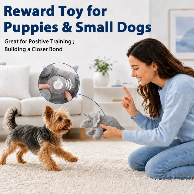 Alt view image 6 of 7 - Squeaky Plush Dog Toys for Puppy,Crinkle Stuffed Dog Toys,Gray | Lightweight Toys for Fetch and Chew,Interactive Tug of War Dog Toys,Keep Them Busy,Birthday Gift for Puppy Small Medium Dogs
