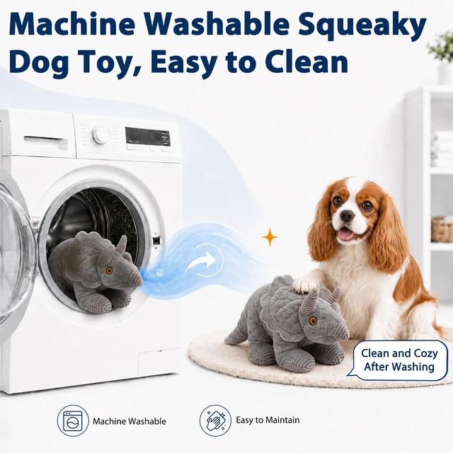 Alt view image 7 of 7 - Squeaky Plush Dog Toys for Puppy,Crinkle Stuffed Dog Toys,Gray | Lightweight Toys for Fetch and Chew,Interactive Tug of War Dog Toys,Keep Them Busy,Birthday Gift for Puppy Small Medium Dogs