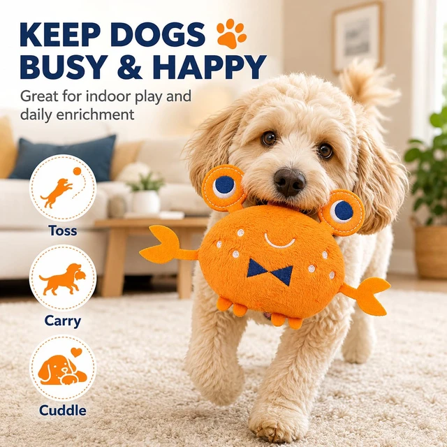 Alt view image 3 of 5 - 3-in-1 Interactive Squeaky Dog Toy Plush Chew Toy with Crinkle Sounds for Small, Medium & Large Dogs