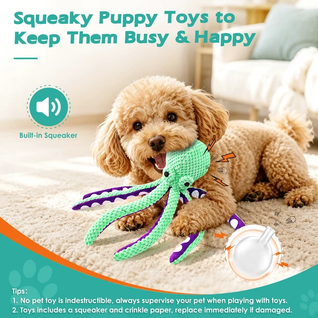 Alt view image 3 of 7 - Octopus Squeaky Dog Toys for Puppy, Small and Medium Large Breed | Tough Soft Fabric, Interactive Daily Companionship, Tug of War Doggie Toy, Training Reward, Birthday Gift