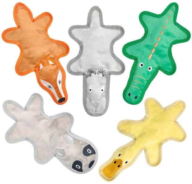Main image of No Stuffing Dog Toys, Tough Durable Plush Chew Toy for Boredom and Teething, Squeaky Dog Toys for Small Medium Large Dogs to Keep Them Busy (5 Pack)
