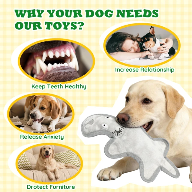 Alt view image 3 of 7 - No Stuffing Dog Toys, Tough Durable Plush Chew Toy for Boredom and Teething, Squeaky Dog Toys for Small Medium Large Dogs to Keep Them Busy (5 Pack)