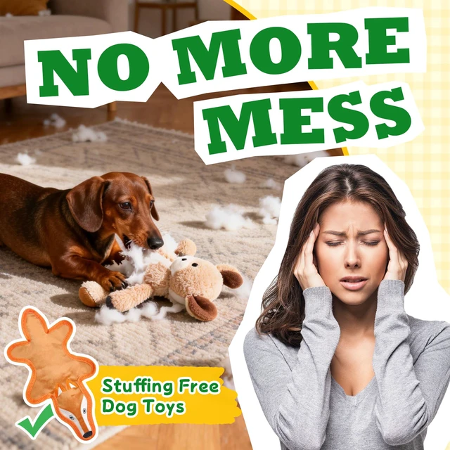 Alt view image 4 of 7 - No Stuffing Dog Toys, Tough Durable Plush Chew Toy for Boredom and Teething, Squeaky Dog Toys for Small Medium Large Dogs to Keep Them Busy (5 Pack)
